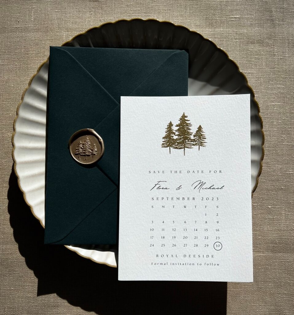 1. Listing Cover Image – Coille – Forest -Forest Green – Save the date